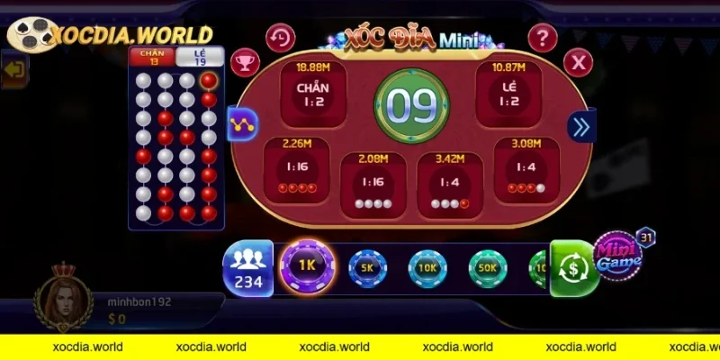 Giao diện game xóc đĩa mini